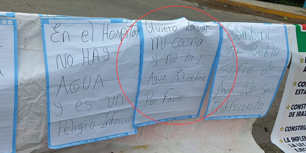 Irazola: Gracioso cartel captó la atención de usuarios durante protesta por falta de agua