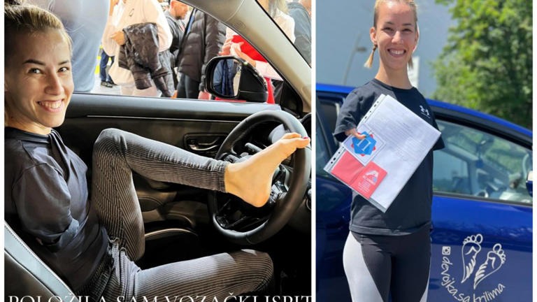 Mujer sin brazos obtiene su licencia conduciendo con los pies al volante: así es como