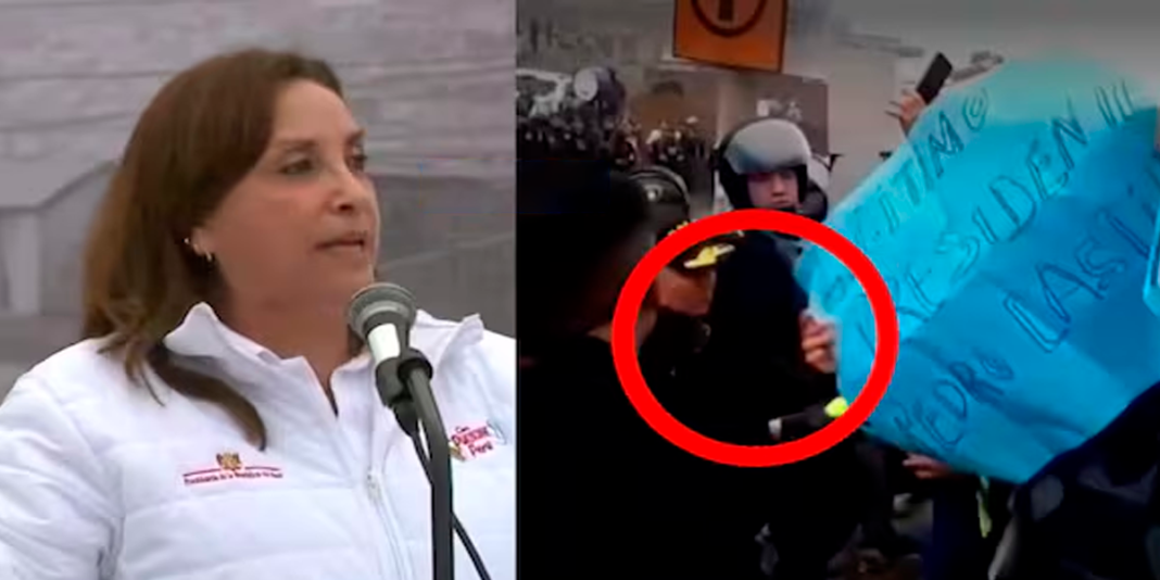 VMT: Dina Boluarte se esconde de la prensa y asiste con fuerte resguardo a accidentada actividad