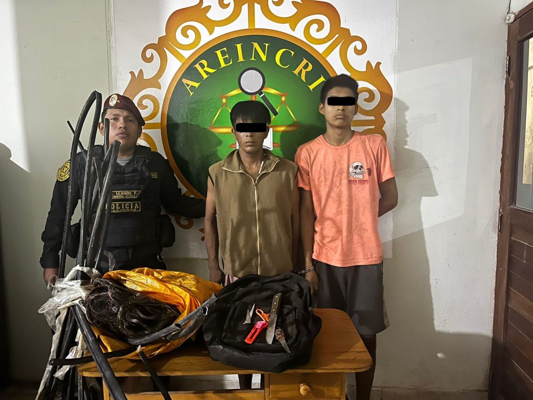 Policía de Ucayali captura a presuntos ladrones de cables en Callería