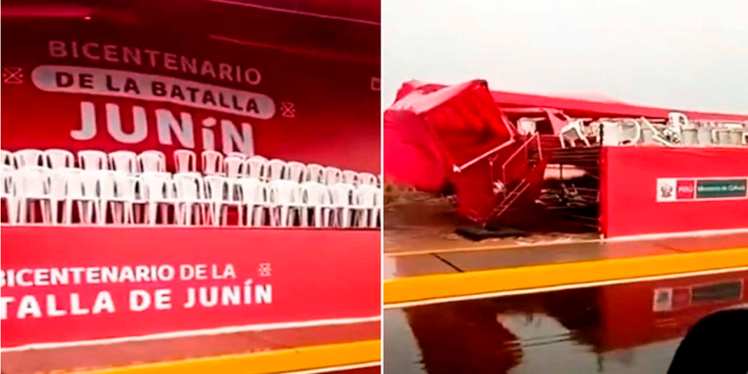 Junín: lluvias y granizo destruyen estrado para la conmemoración de la Batalla de Junín